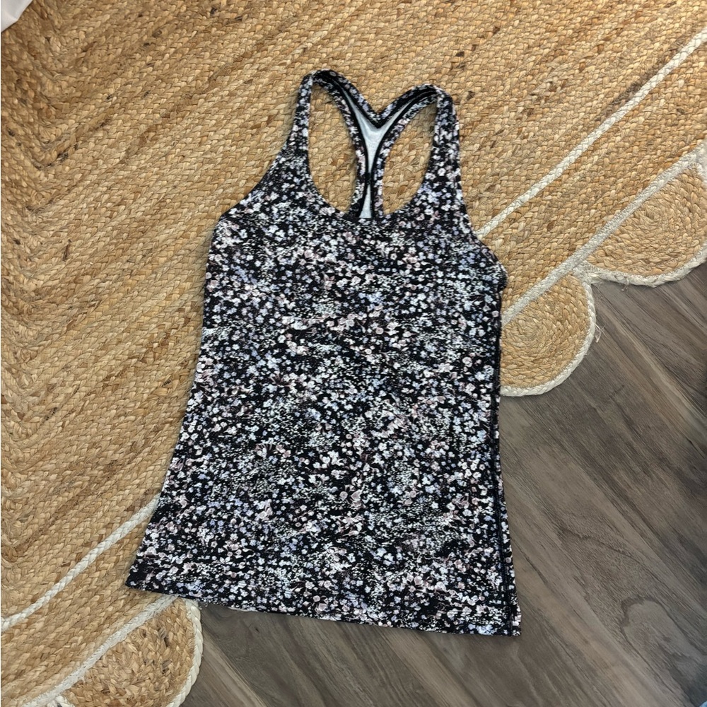 Lululemon Athletica Black Multicolor Floral Tank Top